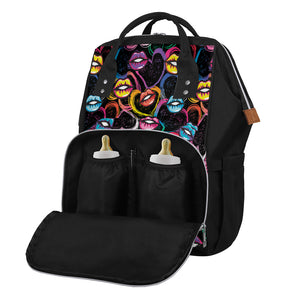 Funky Kiss Lips Pattern Print Diaper Bag