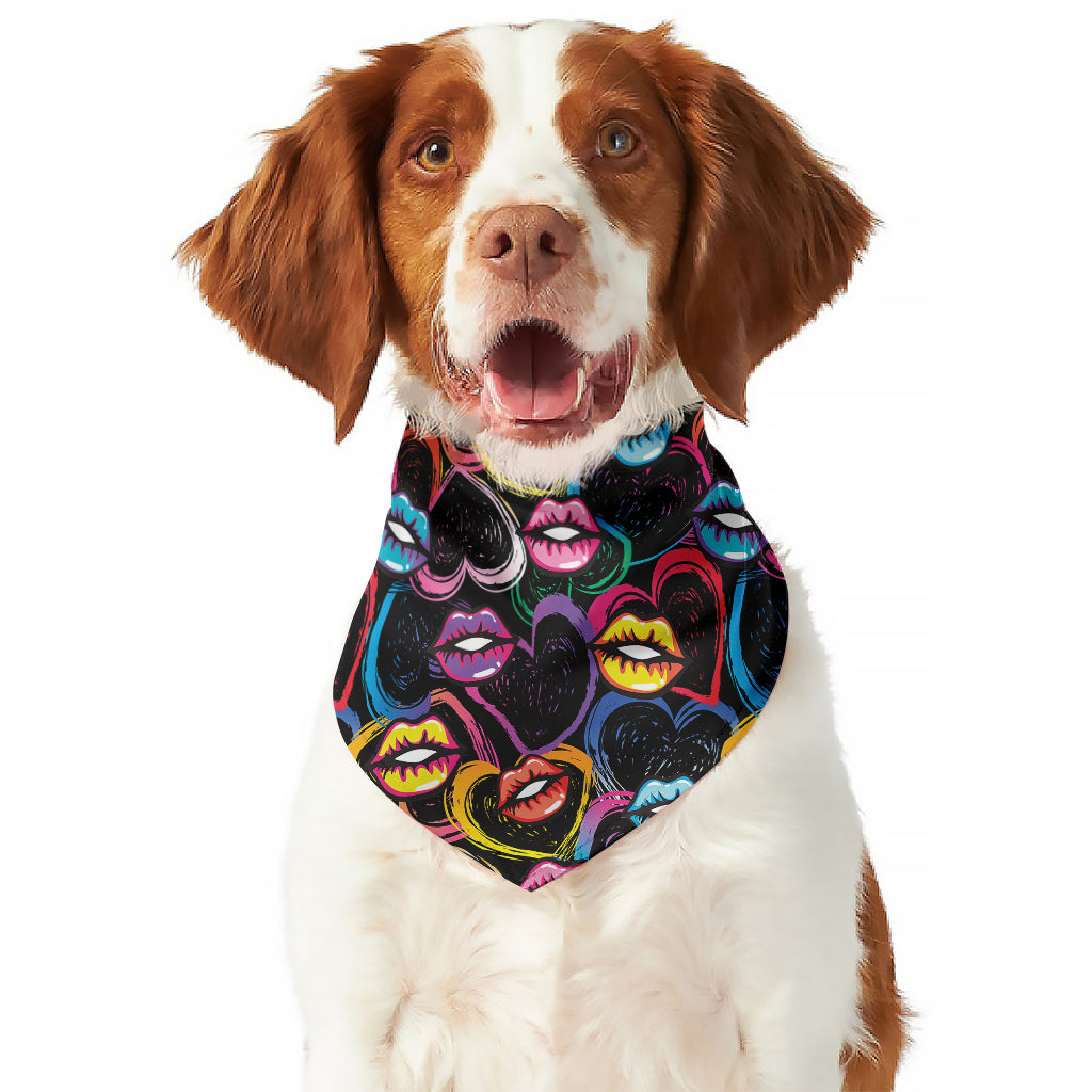 Funky Kiss Lips Pattern Print Dog Bandana