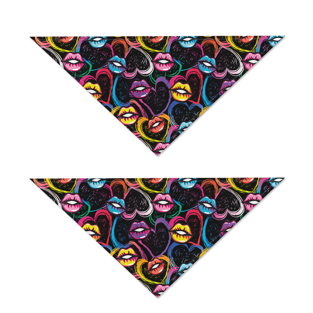 Funky Kiss Lips Pattern Print Dog Bandana