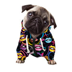 Funky Kiss Lips Pattern Print Dog Zip Up Hoodie