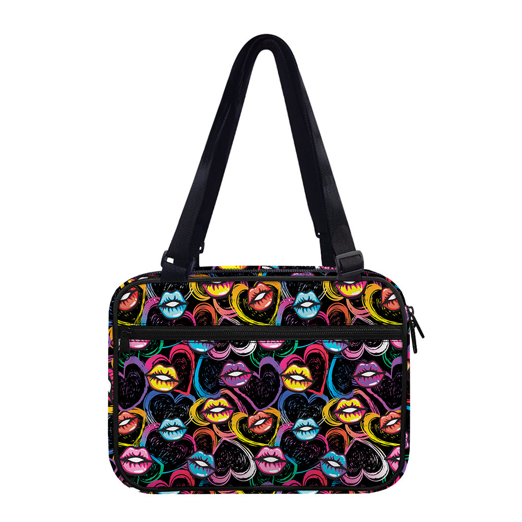 Funky Kiss Lips Pattern Print Double Strap Bible Bag