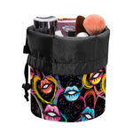 Funky Kiss Lips Pattern Print Drawstring Makeup Bag