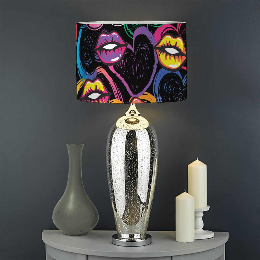 Funky Kiss Lips Pattern Print Drum Lamp Shade