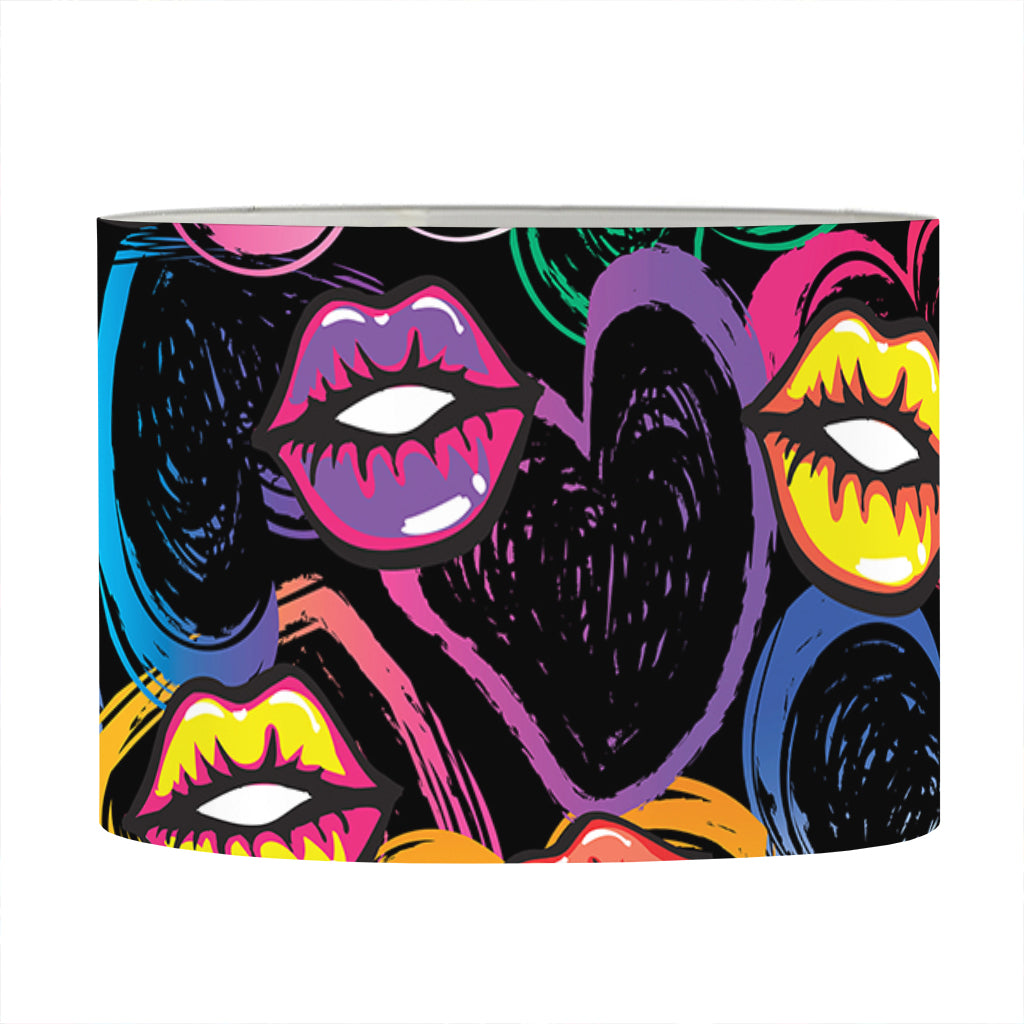 Funky Kiss Lips Pattern Print Drum Lamp Shade