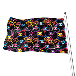 Funky Kiss Lips Pattern Print Flag