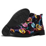 Funky Kiss Lips Pattern Print Flat Ankle Boots