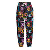 Funky Kiss Lips Pattern Print Fleece Lined Knit Pants