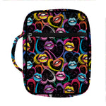 Funky Kiss Lips Pattern Print Front Pocket Bible Bag