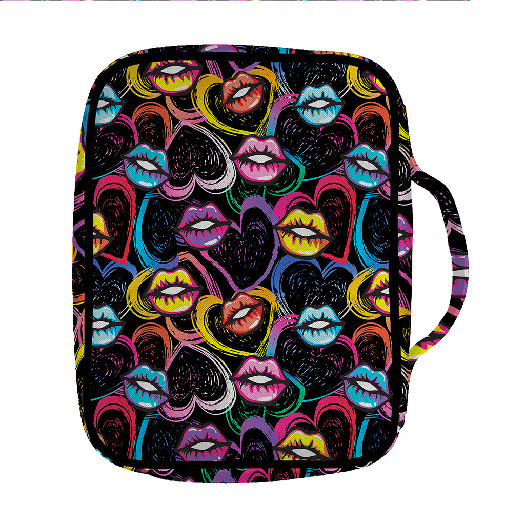 Funky Kiss Lips Pattern Print Front Pocket Bible Bag