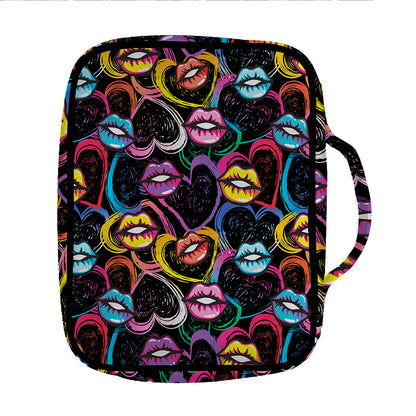 Funky Kiss Lips Pattern Print Front Pocket Bible Bag