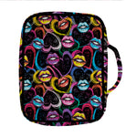 Funky Kiss Lips Pattern Print Front Pocket Bible Bag