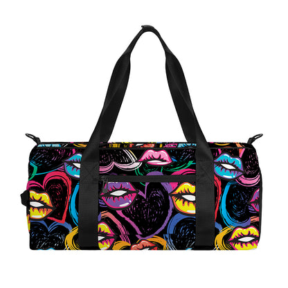 Funky Kiss Lips Pattern Print Gym Bag