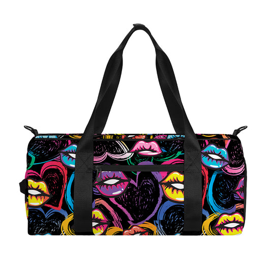 Funky Kiss Lips Pattern Print Gym Bag