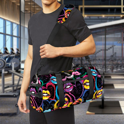 Funky Kiss Lips Pattern Print Gym Bag