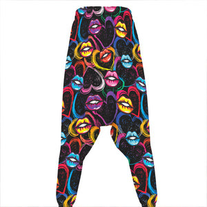 Funky Kiss Lips Pattern Print Hammer Pants