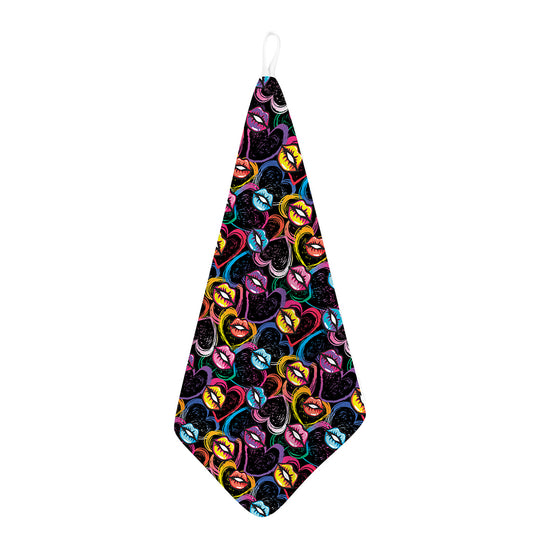 Funky Kiss Lips Pattern Print Hand Towel