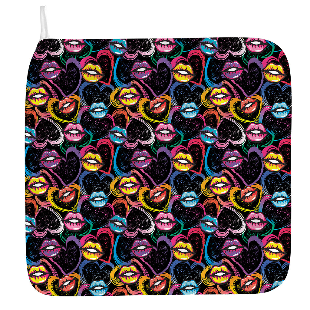 Funky Kiss Lips Pattern Print Hand Towel