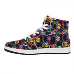 Funky Kiss Lips Pattern Print High Top Leather Sneakers