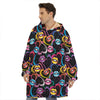 Funky Kiss Lips Pattern Print Hoodie Blanket