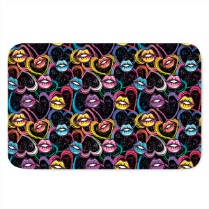 Funky Kiss Lips Pattern Print Indoor Door Mat