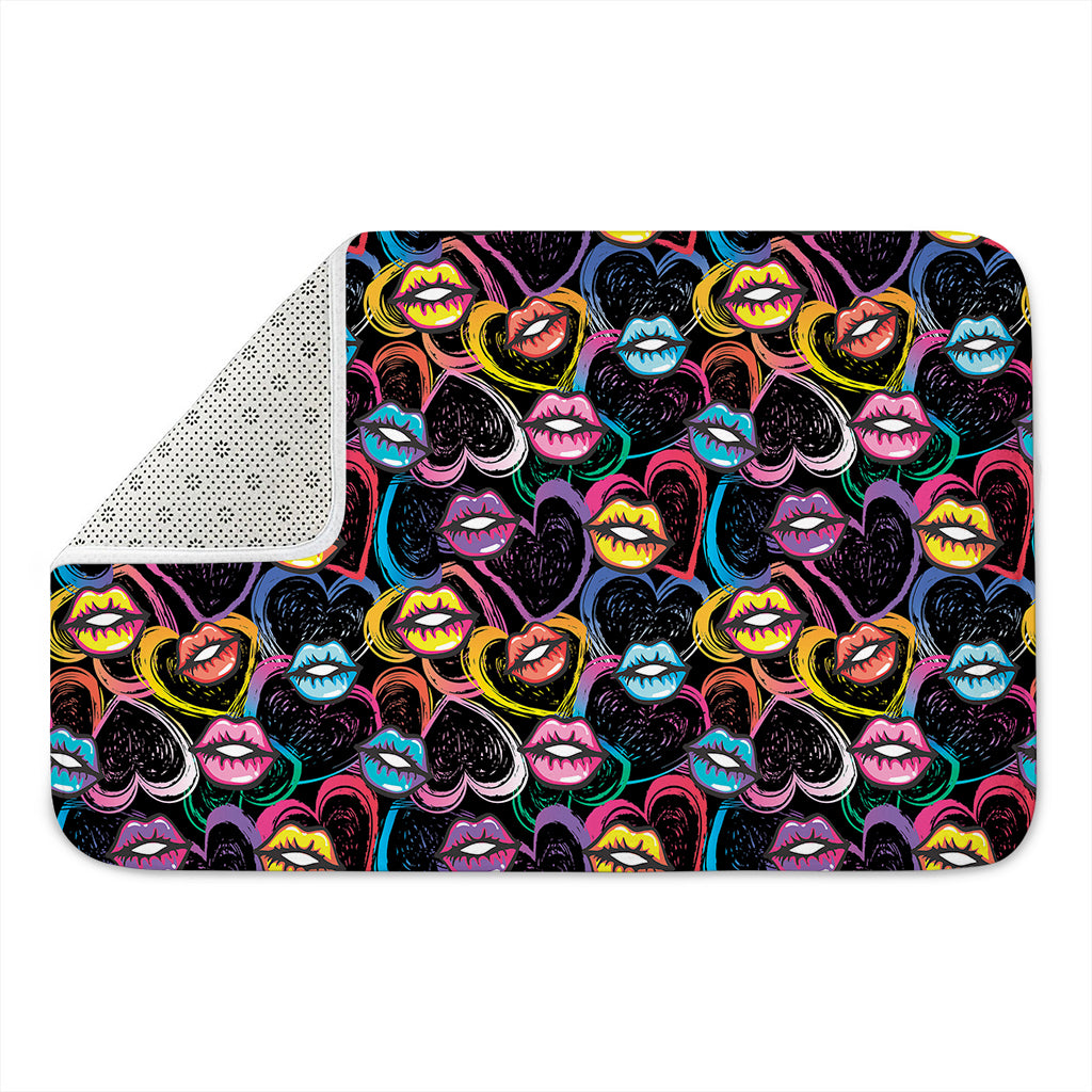 Funky Kiss Lips Pattern Print Indoor Door Mat