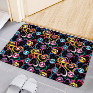 Funky Kiss Lips Pattern Print Indoor Door Mat