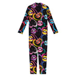 Funky Kiss Lips Pattern Print Jumpsuit