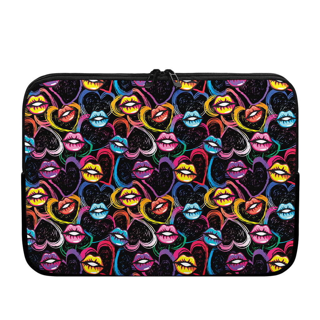 Funky Kiss Lips Pattern Print Laptop Sleeve
