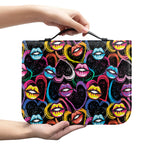 Funky Kiss Lips Pattern Print Leather Bible Cover