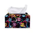 Funky Kiss Lips Pattern Print Leather Tissue Box Cover