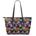 Funky Kiss Lips Pattern Print Leather Tote Bag With Zipper
