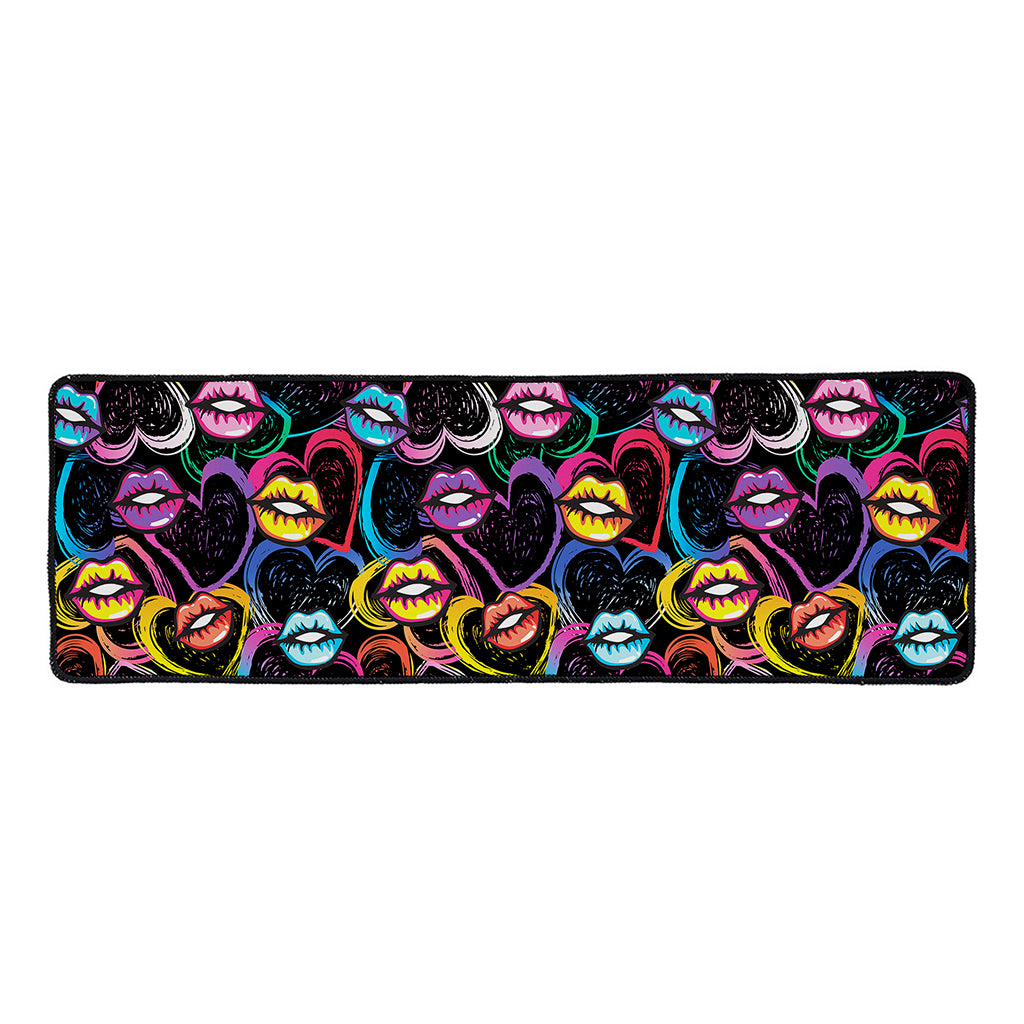 Funky Kiss Lips Pattern Print Long Kitchen Mat