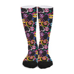 Funky Kiss Lips Pattern Print Long Socks