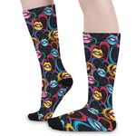 Funky Kiss Lips Pattern Print Long Socks