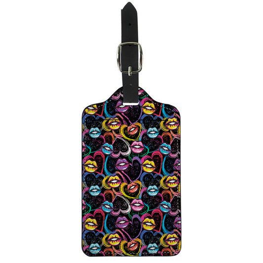 Funky Kiss Lips Pattern Print Luggage Tag