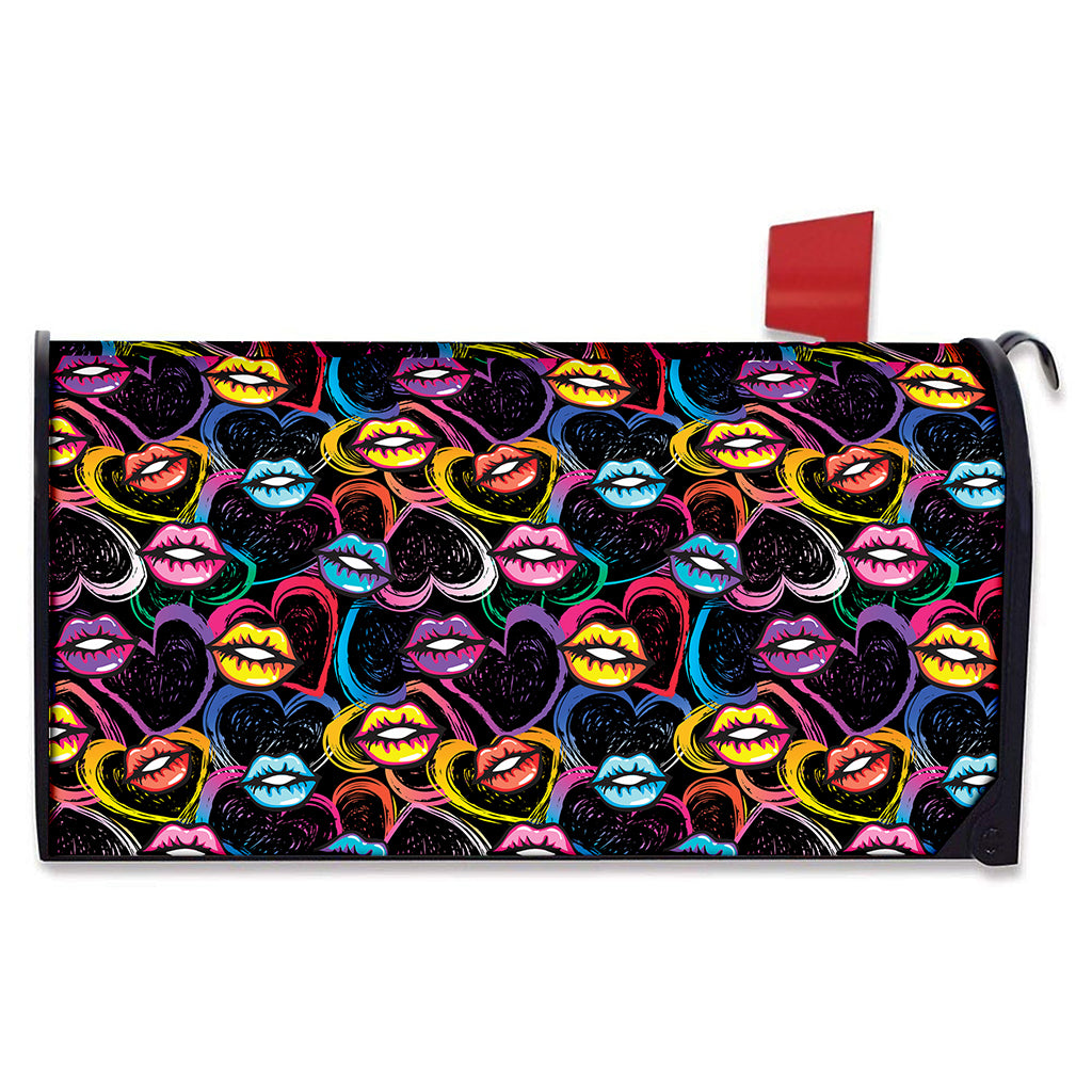Funky Kiss Lips Pattern Print Mailbox Cover