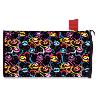Funky Kiss Lips Pattern Print Mailbox Cover