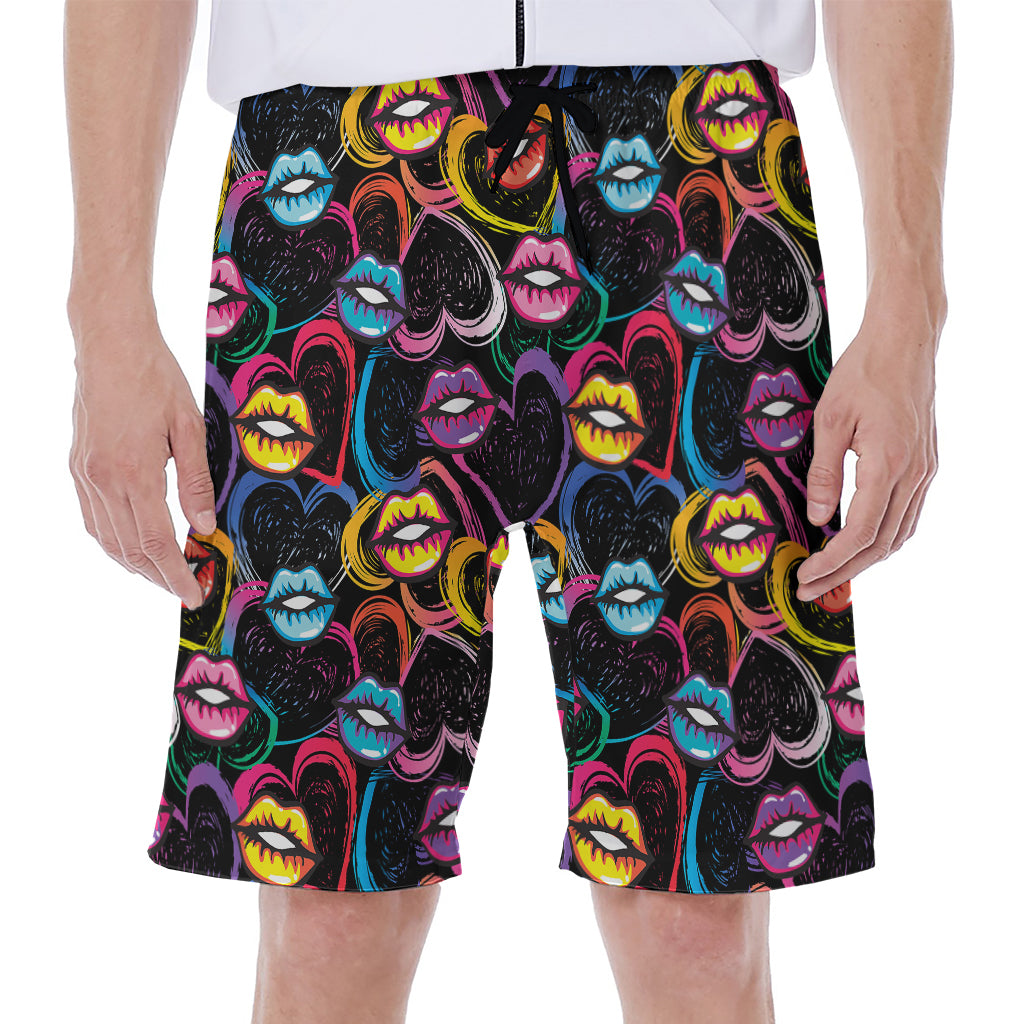 Funky Kiss Lips Pattern Print Men's Beach Shorts