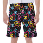 Funky Kiss Lips Pattern Print Men's Beach Shorts