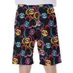 Funky Kiss Lips Pattern Print Men's Beach Shorts