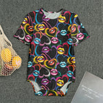 Funky Kiss Lips Pattern Print Men's Bodysuit