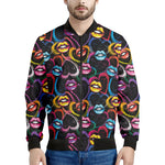 Funky Kiss Lips Pattern Print Men's Bomber Jacket