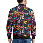 Funky Kiss Lips Pattern Print Men's Bomber Jacket