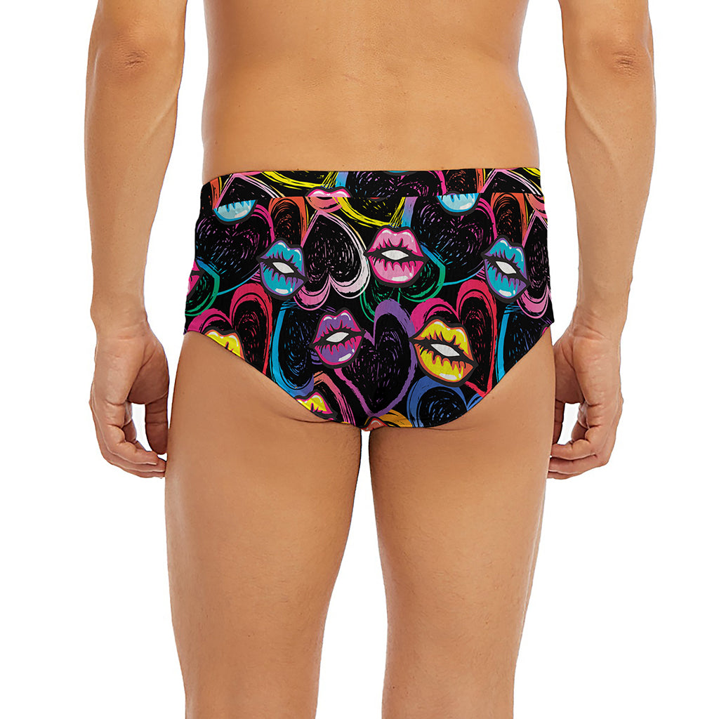 Funky Kiss Lips Pattern Print Men's Briefs