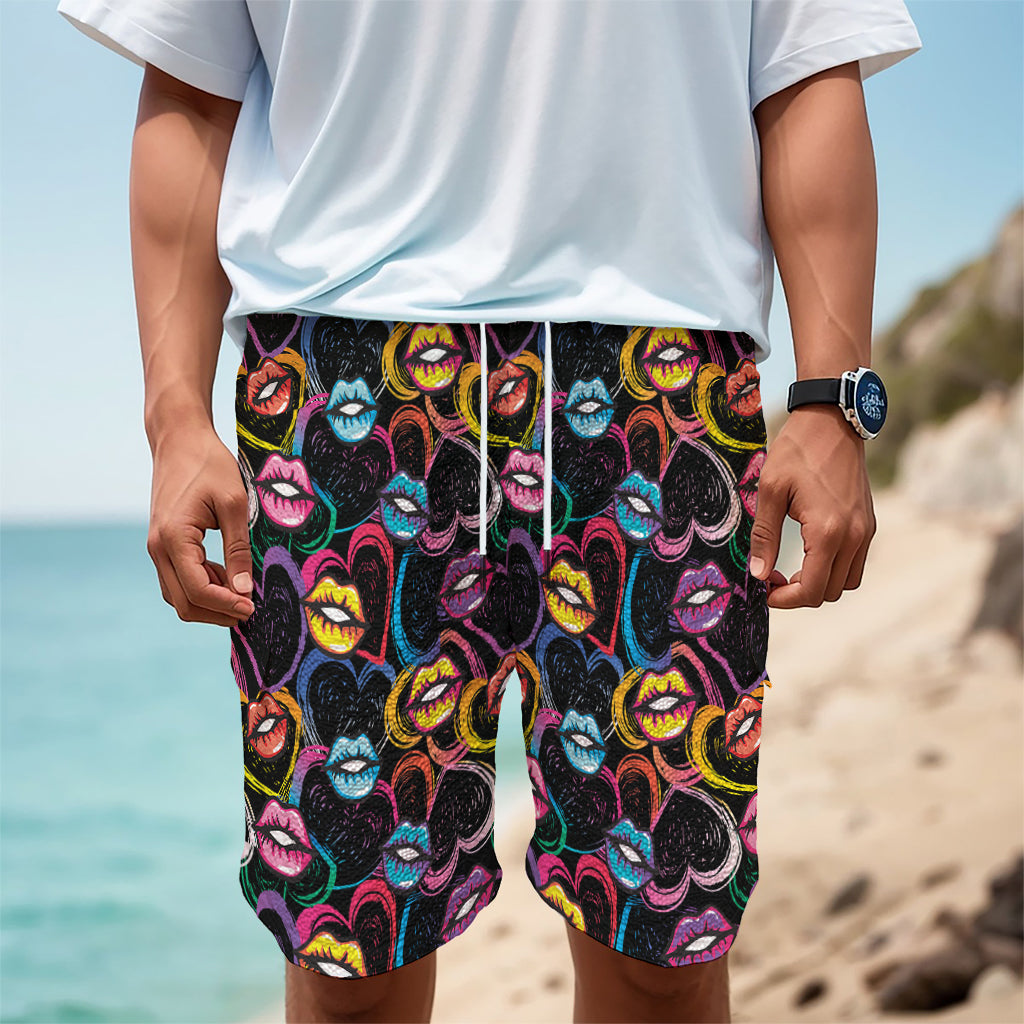 Funky Kiss Lips Pattern Print Men's Cargo Shorts