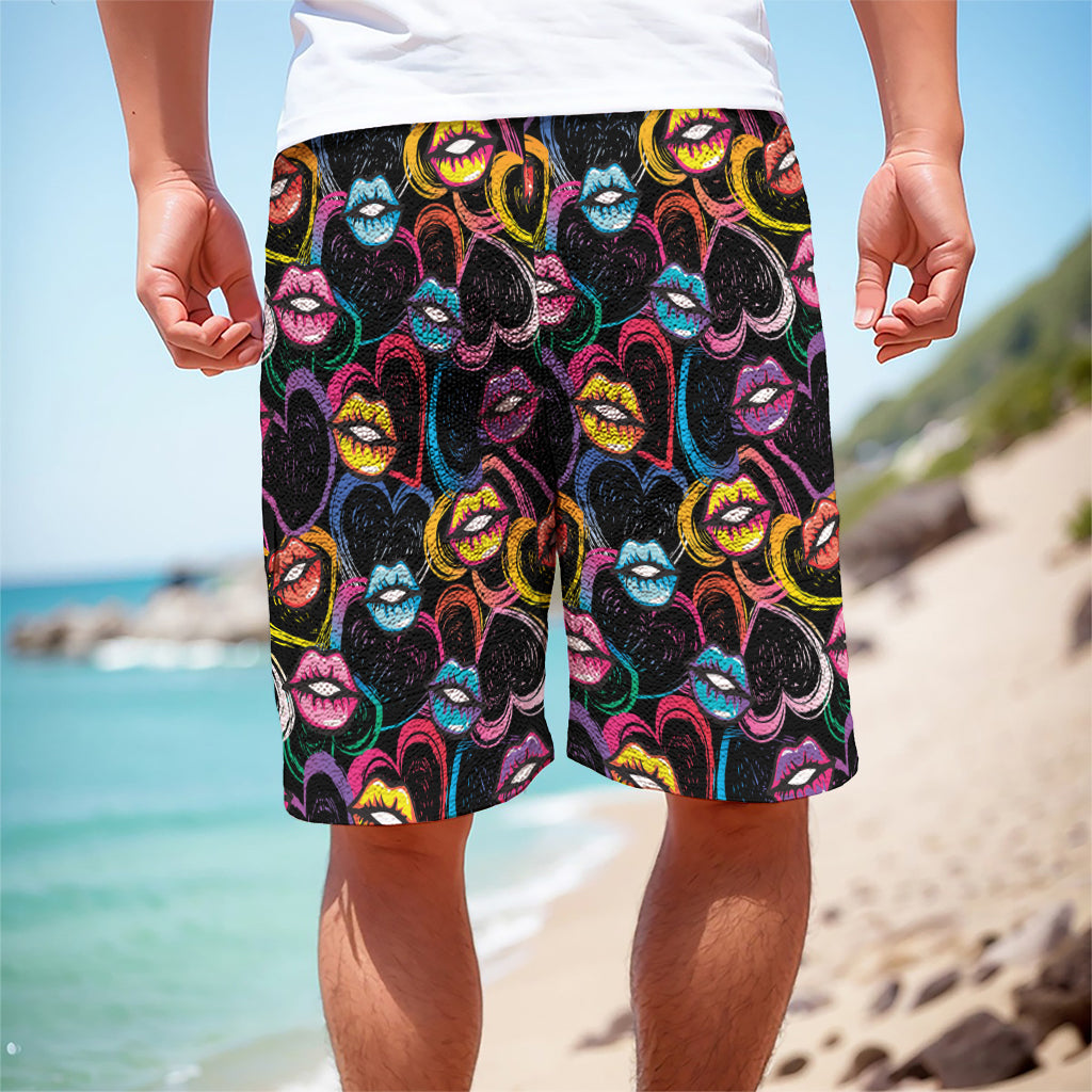 Funky Kiss Lips Pattern Print Men's Cargo Shorts