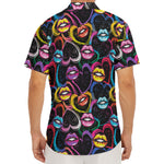 Funky Kiss Lips Pattern Print Men's Deep V-Neck Shirt