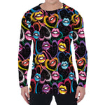 Funky Kiss Lips Pattern Print Men's Long Sleeve T-Shirt