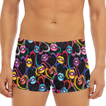 Funky Kiss Lips Pattern Print Men's Short Boxer Briefs