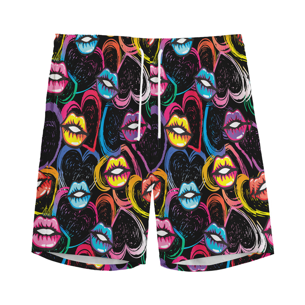 Funky Kiss Lips Pattern Print Men's Sports Shorts